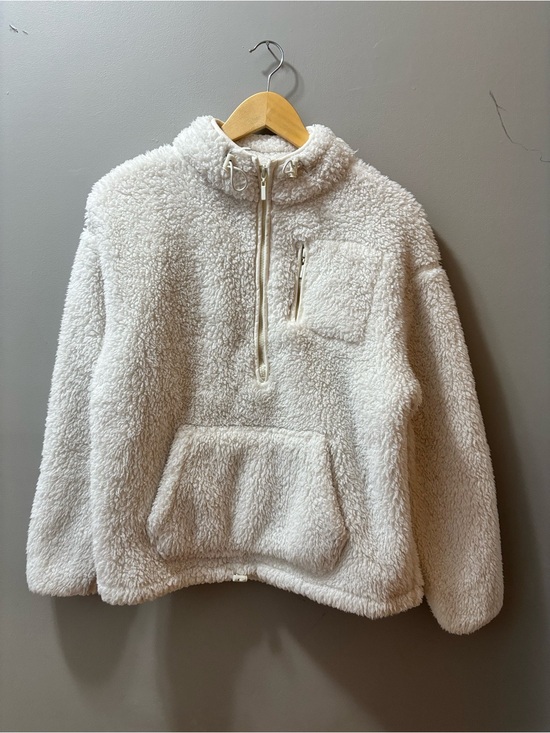 Harlow Sweaters - harlow white sherpa cinch waist quarter zip pullover size s